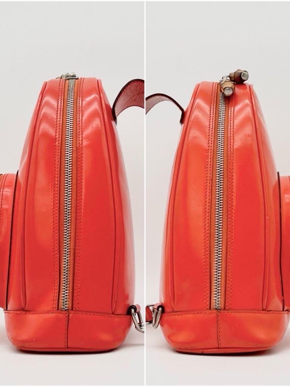 GUCCI Vintage Red Patent Leather Mini Bamboo Backpack | Made in Italy - Picture 4 of 11